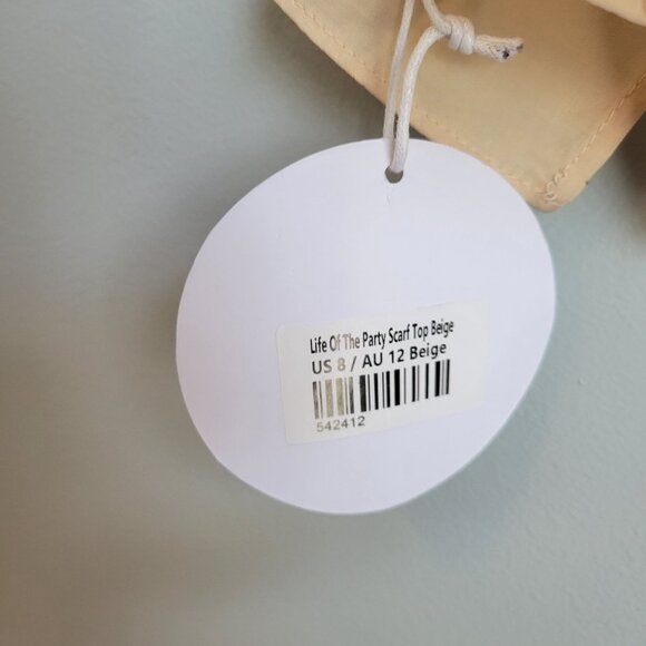 Polly Princess Life of the Party Beige Scarf Top Size 8 New with Tags - Picture 4 of 7